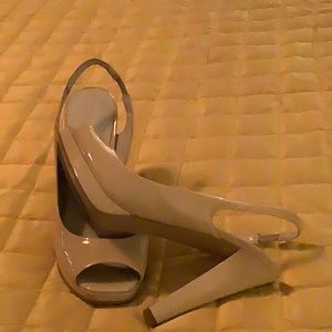 Nine West Cream Open Toe Pumps